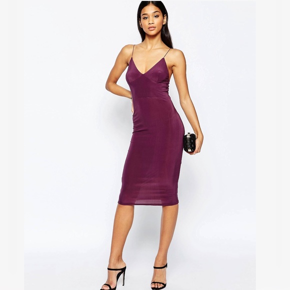 Purple Midi Dress with Cami Straps - Picture 4 of 8